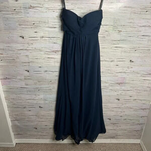 Bill levkoff blue strapless dress size  small